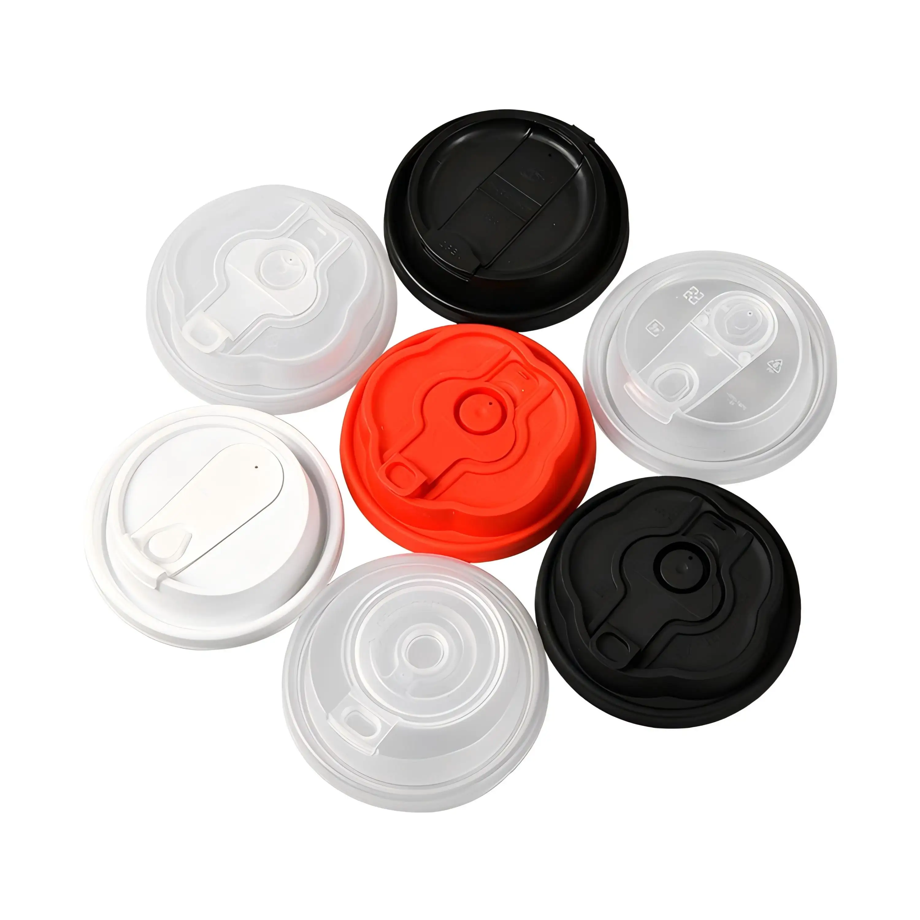 Factory Wholesale XBR Disposable Plastic LIDS 90mm Diameter Plum Blossom-shaped Injection Molded Smooth Closure Leak-Proof Cups