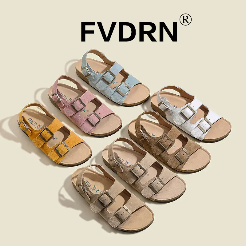 Full Cow Suede Round Toe Platform Shoes Women's 2025 Summer New Vintage Roman Sandals