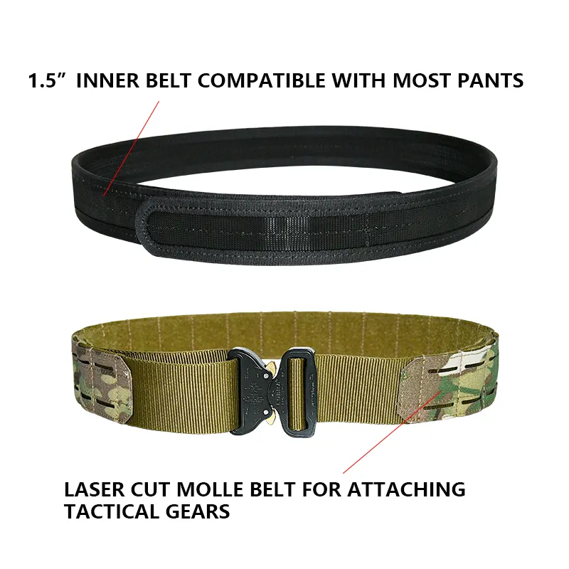 GAF OEM Nylon Webbing Zinc Alloy Buckle 2 Inch Laser Cut MOLLE Quick Release Camo Tactical Belt Duty Belt for Range TrainingReorder rate 29%