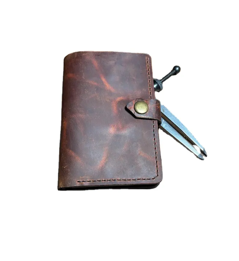 Genuine Leather Vintage Wallet Brown & Black Vertical Minimalist Cardholder Men Slim Bifold Waterproof Durable Gift Him CHW-0030
