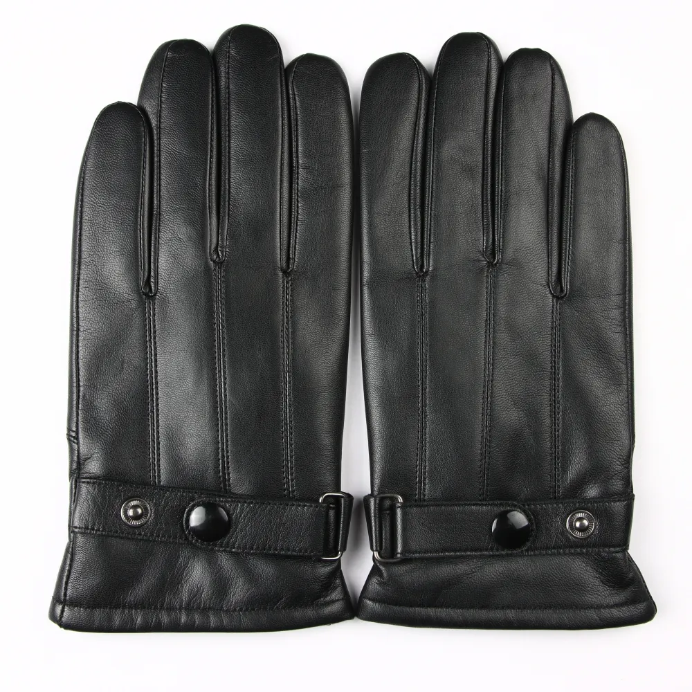 KEITHBOER Men's Black Sheepskin Leather Driving Gloves Polyester Lining Stylish Versatile for Outdoor Activities Daily UsePKR 6,298 off shippingDelivery by 18 Dec