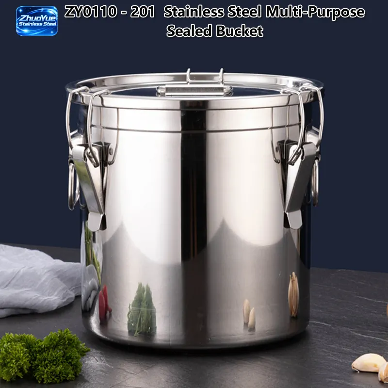 Large Capacity Stainless Steel Storage Barrel Sealed Desktop Dry Efficient Rice Oil Kitchen Storage Original Design For Food Use