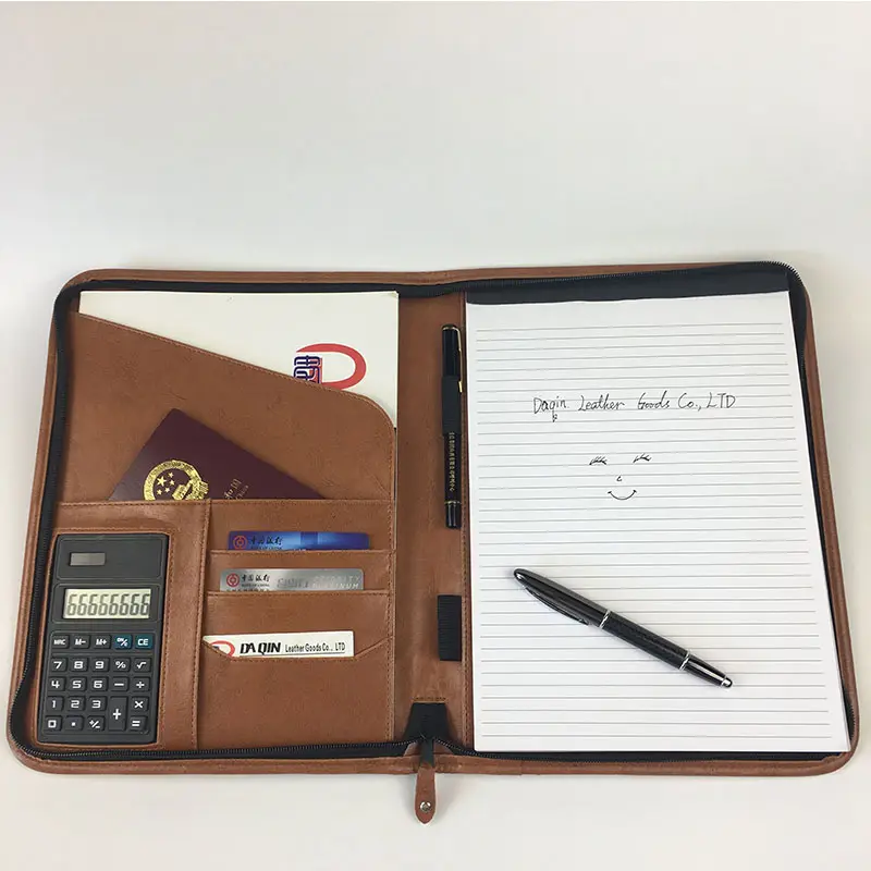 Luxury Leather Business Men Card Holder Briefcase ,vintage Document Bag with Zipper