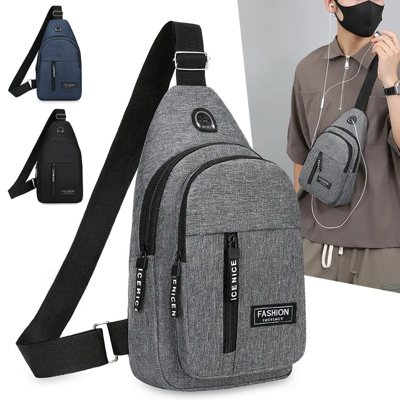 Men's Large-capacity Multi-function Sports Outdoor Casual Unstructured Single-shoulder Crossbody Chest Bag Commuting Material