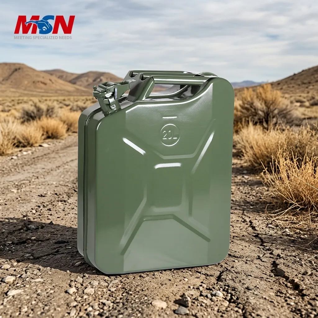 MSN All Weather Waterproof Spare Gas Tank OEM Adjust Size DOT UN Approved 0.8MM Cold Rolled Steel 20L Metal Jerry Can