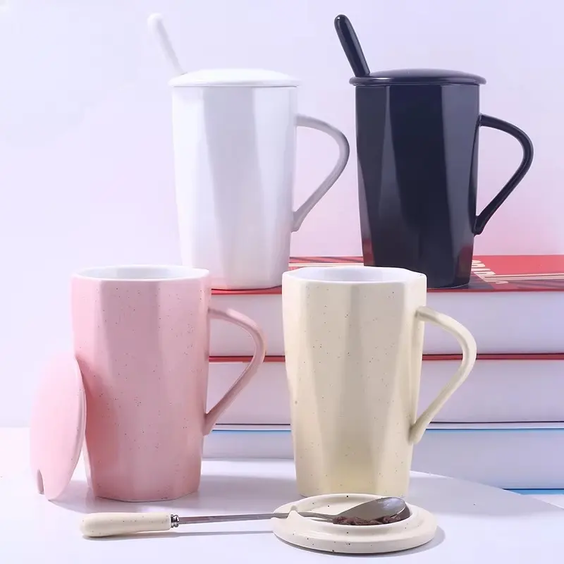 Nordic Ins Simple Diamond Ceramic Mug Creative Couple Cup Personality Business Office Coffee Water Logo