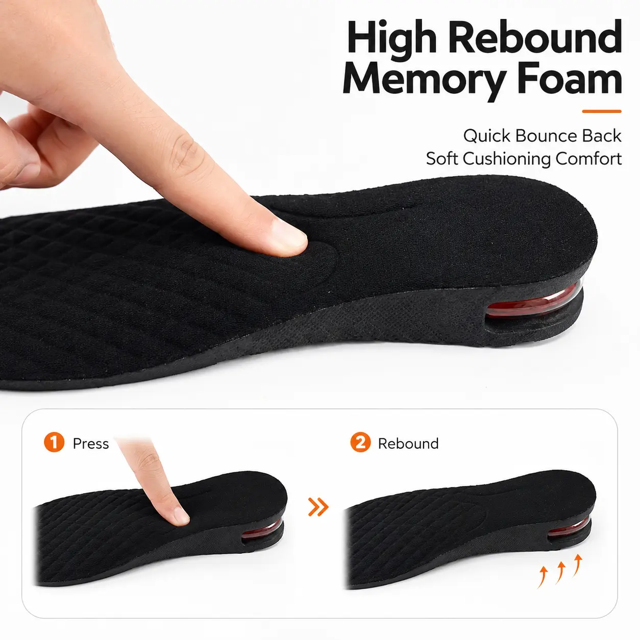 OEM ODM Heel Lift Breathable Hiking Shoes Insoles Running Elevator Shoes Adjustable Height Increase PVC Material