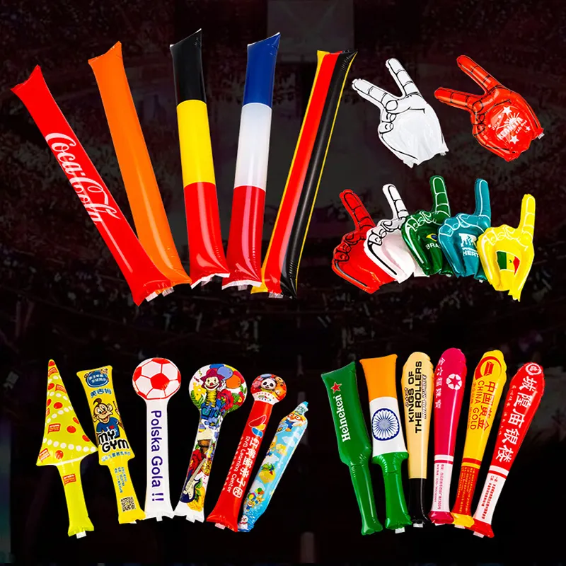 Qatar Custom Plastic Inflatable Cheering Thunder Sticks Hand Clapper Noise Maker ToyReorder rate 30%