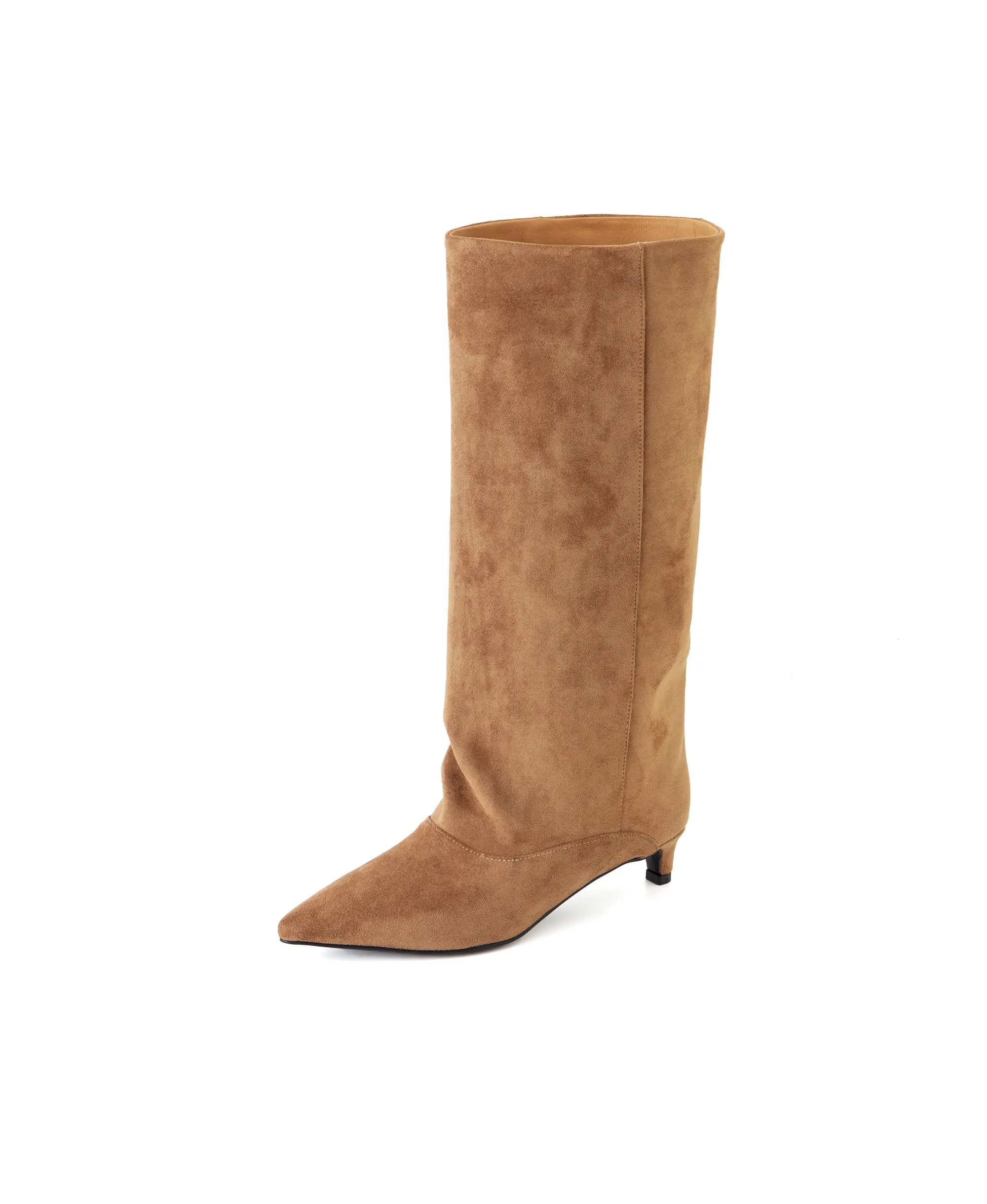 Simple Fashionable Cowhide Soft Pointed Cowboy Women's Knee-High Pull-On Boots Comfort Breathable Thermal Daily Commuting Work