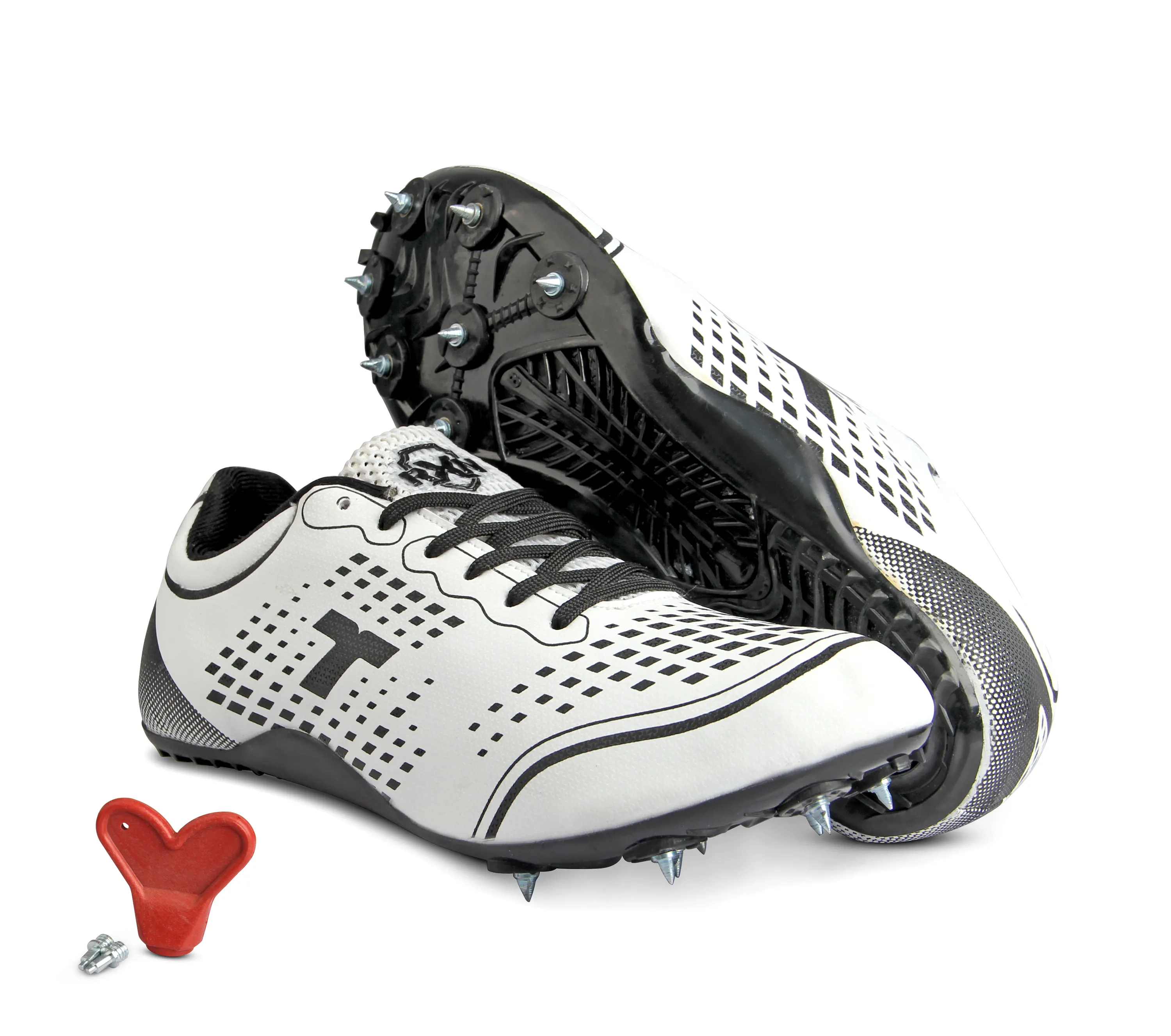 Synthetic Leather Outdoor Track Athletic Running Spike Shoes with Mesh Lining