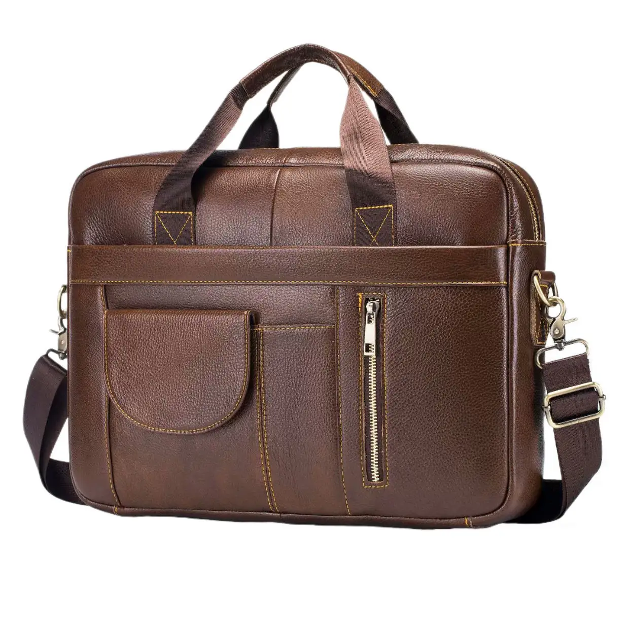 Vintage Luxury Cowhide Genuine Leather Briefcase 14 Inch Laptop Shoulder Bag Waterproof Business Work Hand Bag for MenReorder rate 17%