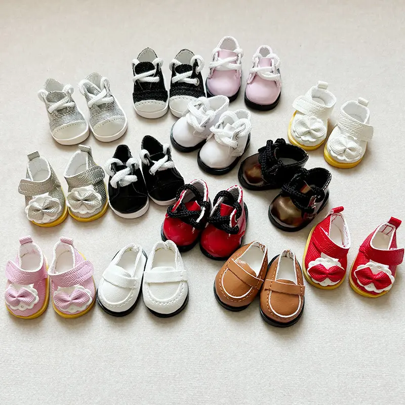 Wholesale Mini Cute 3.5cm 3.8cm Bjd Doll Leather Shoes Doll Shoes Casual Shoes for 17cm Labubu DollReorder rate 28%