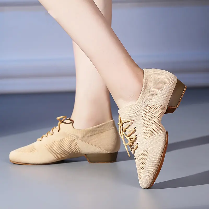 Women's Jazz Ballet Dance Shoes Breathable Heeled Soft-Polyurethane Outsole Linen Canvas Upper Teacher's Posture Training China
