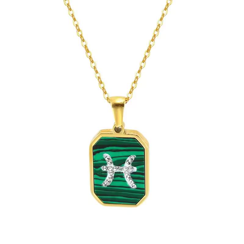POYA Stainless Steel 18K Gold Plated Malachite Zodiac Necklace Rectangle CZ Inlaid 12 Pendant Necklace for LadiesPKR 6,298 off shipping180-day lowest pricesDelivery by 16 DecReorder rate 30%