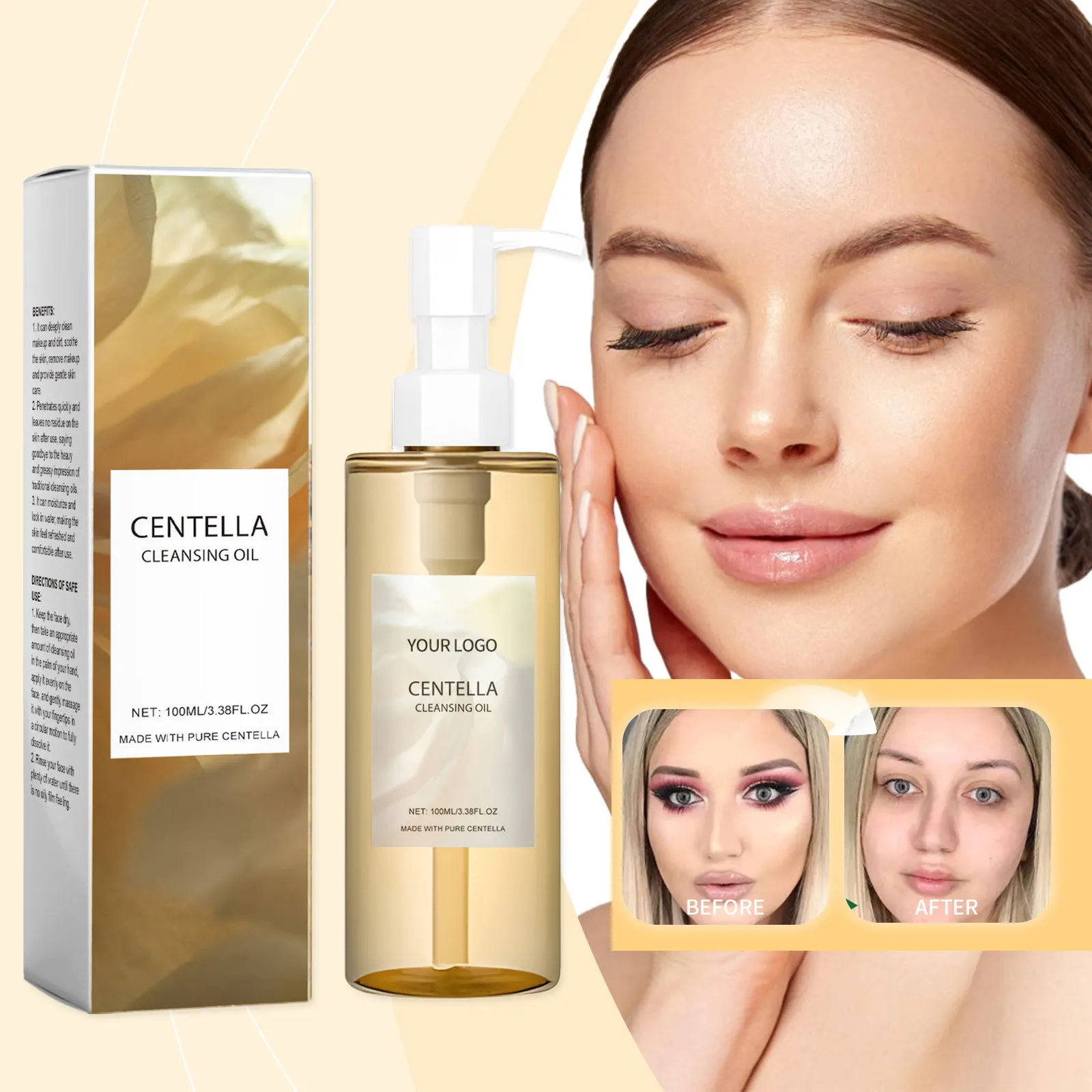 Private Label Centella Cleansing Oil Soft Clean Smooth Makeup Removing Oil Deep Cleaning Vegan Cleansing Oil for FaceReorder rate 21%