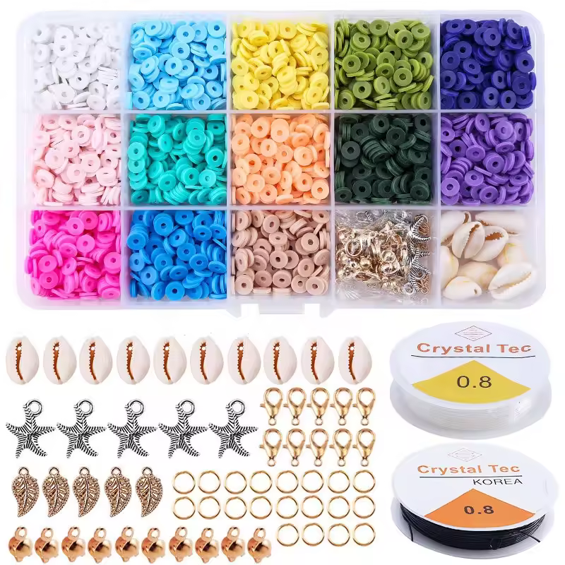 Round Flat Polymer Clay Beads Set Kid's DIY Clay Beads for Bracelet MakingPKR 6,298 off shippingDelivery by 23 DecReorder rate 50%