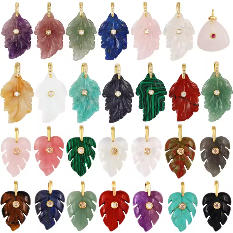 Trendy Leaf Natural Gemstone Charms Pendant,Amazonite Rose Quartz Tiger Eye Turquoise Crystal DIY Necklace Jewelry Supply R97PKR 6,298 off shipping180-day lowest pricesDelivery by 11 DecReorder rate 